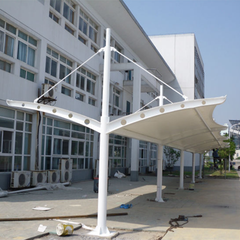 TC014 膜結(jié)構(gòu)自行車停車棚 雙挑斜拉型