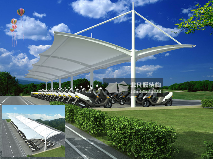 TC020 膜結(jié)構(gòu)自行車棚 異形鋼
