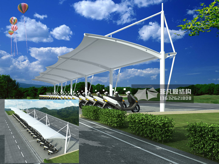 TC020 膜結(jié)構(gòu)自行車棚 異形鋼