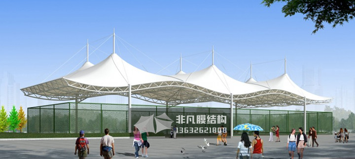 QC015 網(wǎng)球場(chǎng)膜結(jié)構(gòu)雨棚